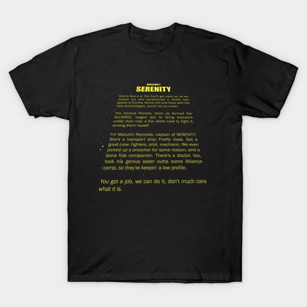 Serenity Opening Crawl T-Shirt by bigdamnbrowncoats